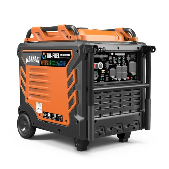 GENMAX GM10500iETC Tri Fuel Inverter Generator,10500-Watt 458cc Tri Fuel Gas oline Propane Natural Gas Portable 50A Generator with Remote Start,Ideal for Home backup power.EPA &CARB Compliant
