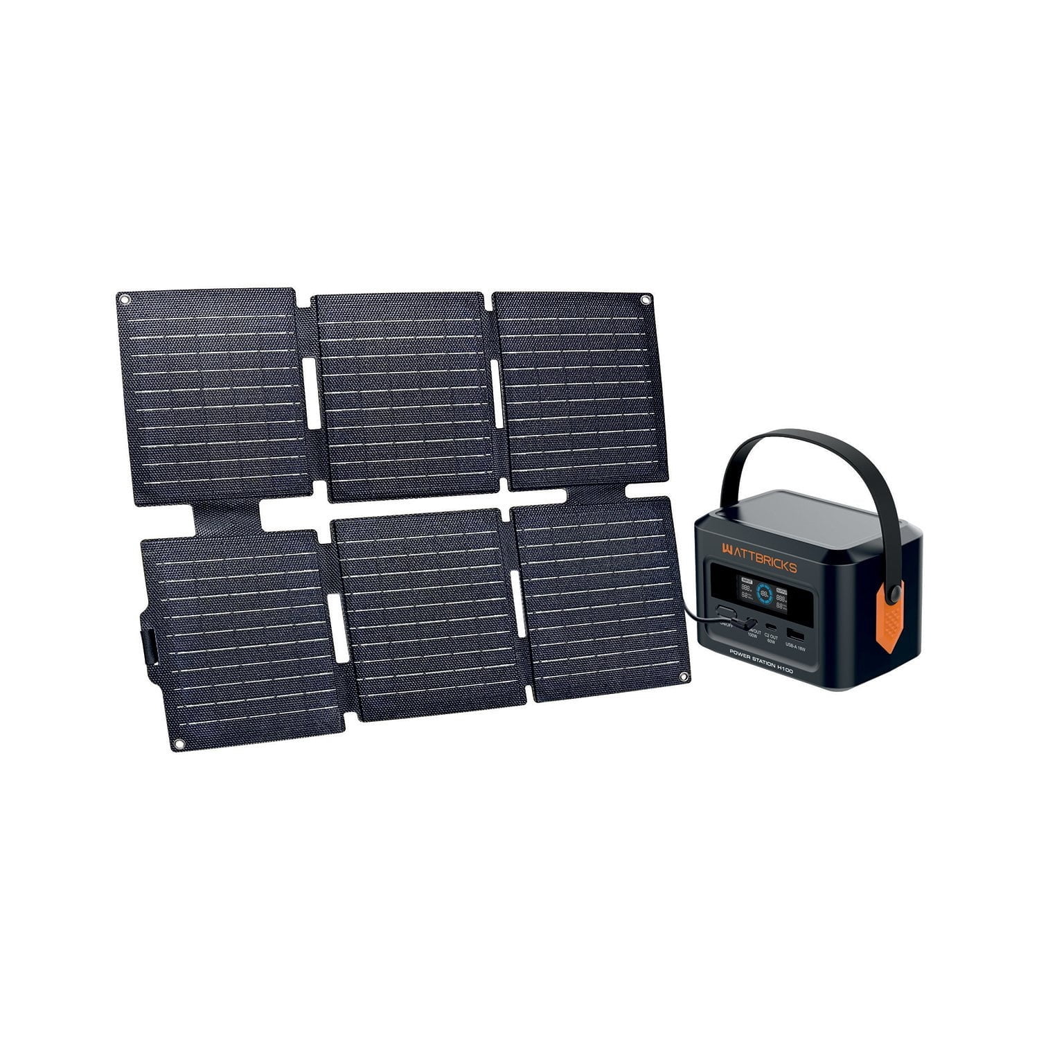 Waree Solar Panel Kit Wattbricks, Solar Panel Kit, 100W, Black, Portable Power Station ...