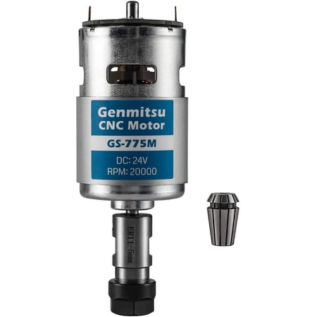 Genmitsu GS-775M 20000RPM 775 CNC Spindle Motor with 5mm ER11 Collet Set, CNC 3018 Upgraded Accessories, DC 24V, High Power, Noise Suppression, Electrical DC Motor for 3018 CNC Router Machine