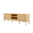thumbnail image 1 of Gennaro 58 in. Farmhouse 3-Storage Sliding Door TV Stand Fits TVs up to 65 in. with Cable Management, Oak, 1 of 8