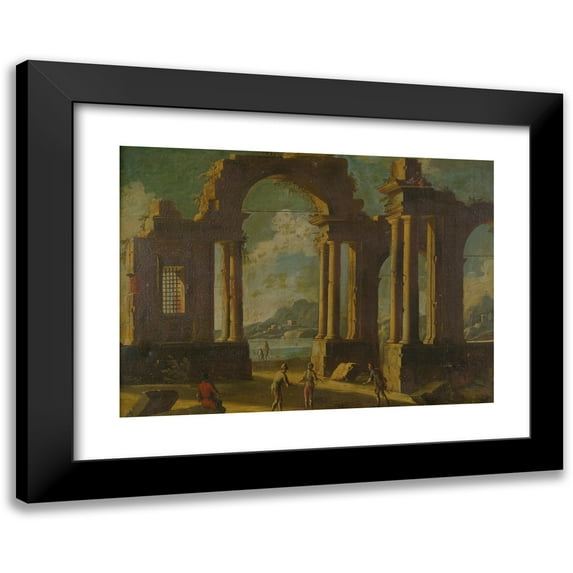 Gennaro Greco 24x18 Black Modern Framed Museum Art Print Titled - Capriccio of Ruins