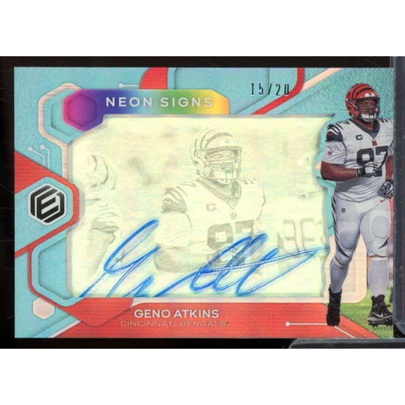 Geno Atkins Card 2020 Panini Elements Neon Signs Blue #18
