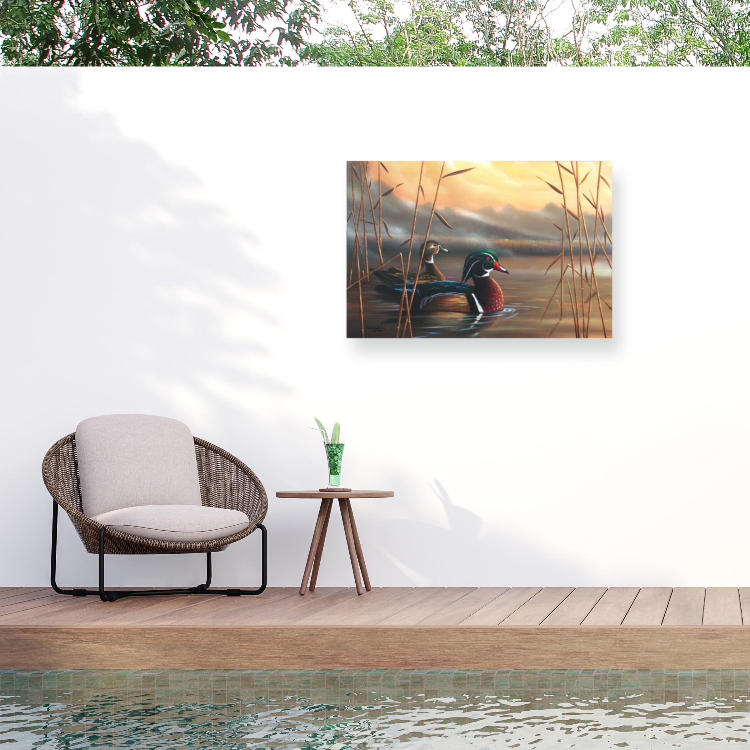 Geno Peoples 30x47 Outdoor Canvas Art with Wood Ducks