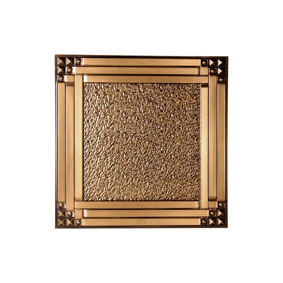 Genoa 2 ft. x 2 ft. Drop-in or Glue-Up Vinyl Ceiling Tile in Antique Gold - Box of 10
