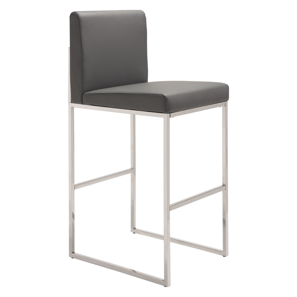 Genoa Swivel Adjustable Backless Barstool in Dove Gray Faux Leather