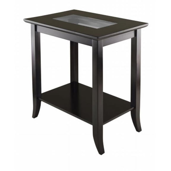 Genoa Rectanugular End Table with Glass Top and shelf