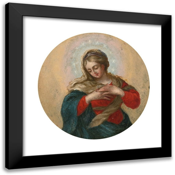 Genoese School 20x20 Black Modern Framed Museum Art Print Titled - The Virgin Mary Immaculate (17th Century)