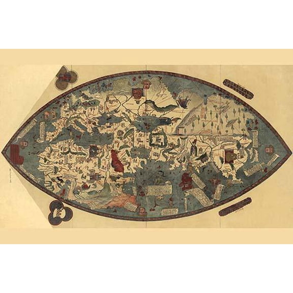 Genoese World Map- Fine Art Canvas Print (20" x 30")