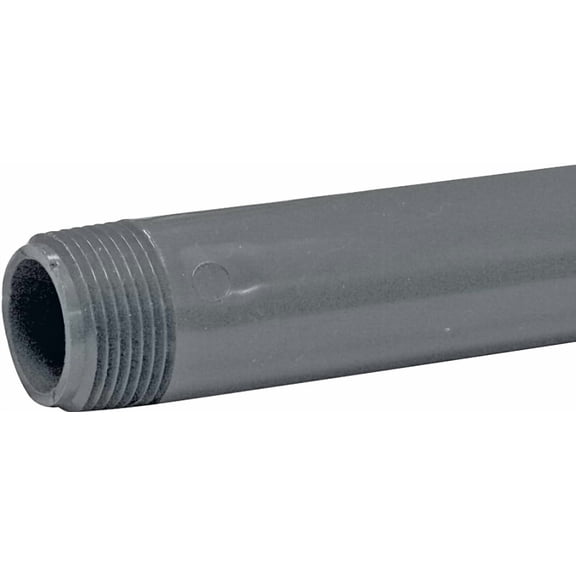 Genova P-1-12 Pipe Nipple, 1 in, MIP x MIP, PVC, Gray, SCH 80 Schedule, 12 in L
