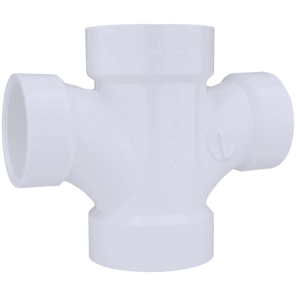 Genova 700 Dwv Reducing Double Sanitary Tee, 2 X 2 X 1-1/2 X 1-1/2 in, Hub, SCH 40, PVC