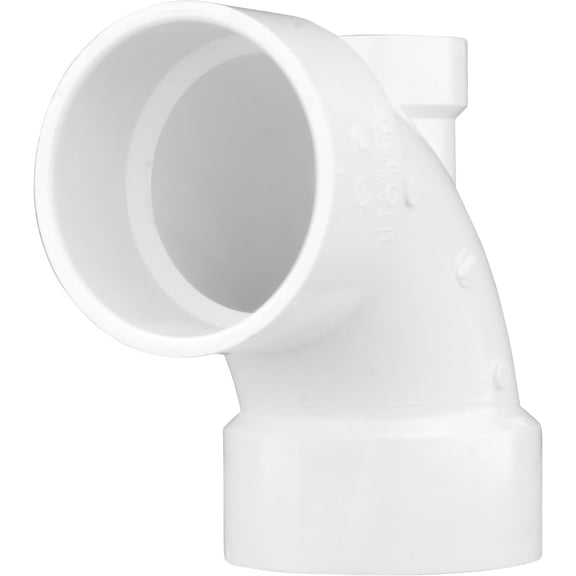 Genova Products Charlotte Pipe PVC 90 Degree Lowheel Inlet Elbow - 3x2/1-1/2 LH Inlet Ell - 1 Piece  Residential Use, Standard Application