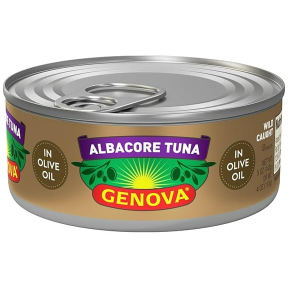 Genova Premium Albacore Tuna in Olive Oil, 5 Ounce Can (Pack of 1), Wild Caught Canned Tuna, Solid White ( Pack of 2 )