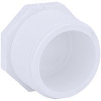 LASCO 450015BC Pipe Plug, 1-1/2 in, MPT, PVC, White, SCH 40 Schedule