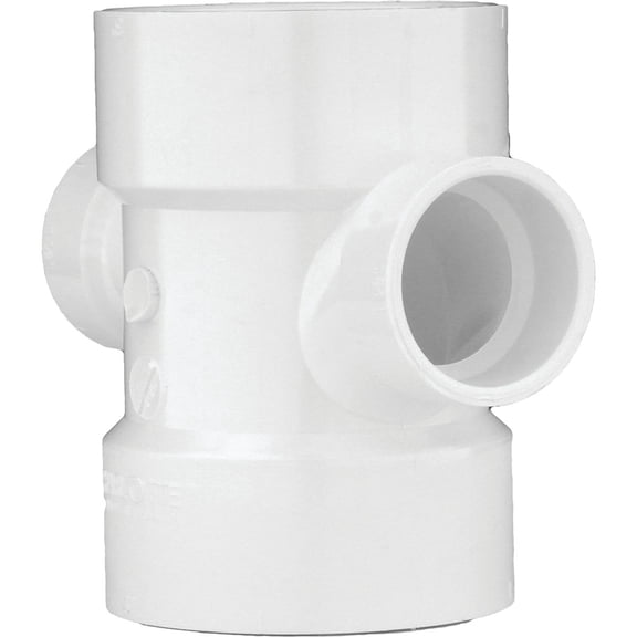 Genova Products 73532 Reducing Double Sanitary Tee Pipe Fitting, 3" x 2"