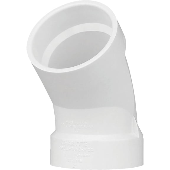 Charlotte Pipe PVC-DWV 45 Sanitary Elbow - 2 In. Schedule 40 Pipe  Residential Use, Standard Application