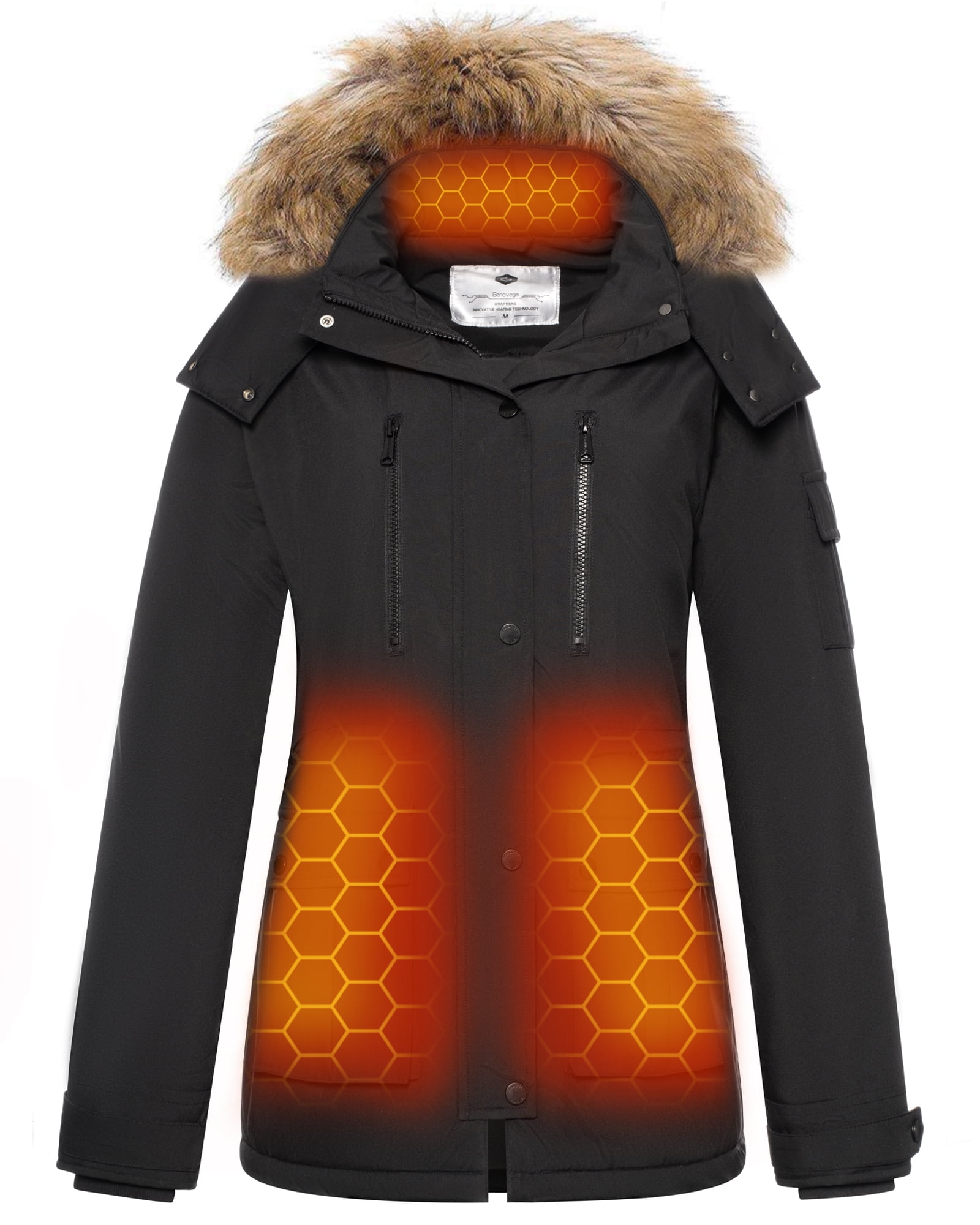 Genovega Down Heated Jacket for Women with 7.4V Battery Pack, 6 ...