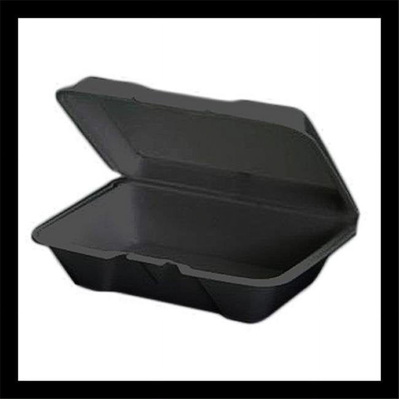 Foak Container Genpak 20500-3L 9 x 6 in. Large Hinged Foam Container, Black - Case of ...