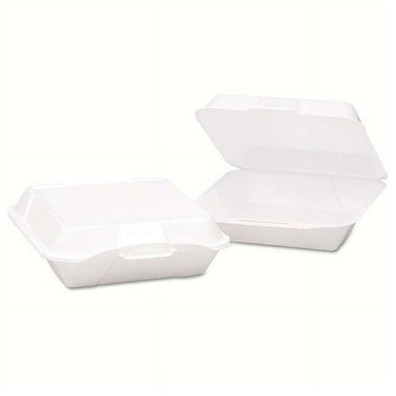 Genpak 9x6.5 inch Large Deep All Purpose Foam Hinged Container White Vented - 200 per case.
