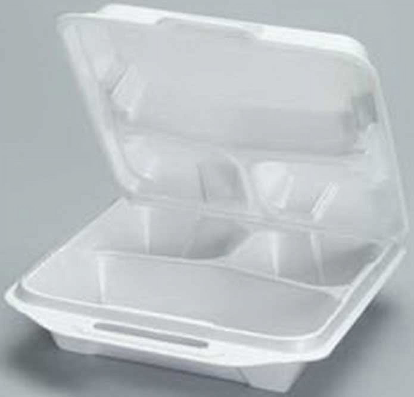 Genpak Black 3 Compartment Close Off Foam Hinged Container, 9.25 x 9.25 x 3 inch -- 200 per case.