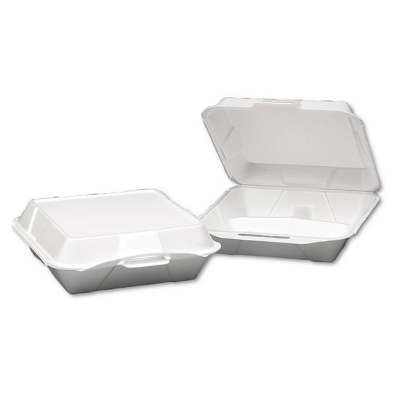 Foam Hinged Container 3-Compartment Jumbo 10-1/4X9-1/4X3-1/4 White 100/Bag Qty: 200