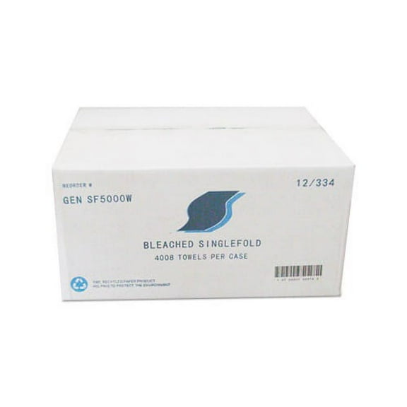 Genpak Single-Fold Paper Towels 9 x 9.45, White, 334/Pack, 12 Packs/Carton