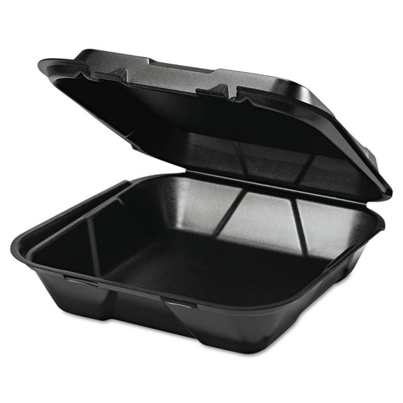 Genpak Snap It Foam Container, 1-Comp, 9 1/4 x 9 1/4 x 3, Black, 100/Bag, 2 Bags/Carton