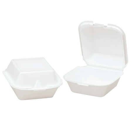 Genpak Snap-It Foam Hinged Sandwich Container, 5-4/5x5-2/3x3-1/8, White, 125/Bag, 4/CT