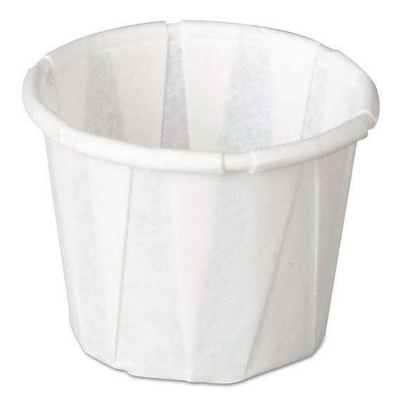 Genpak Squat Paper Portion Cup, Pleated, .5oz, White, 250/Sleeve, 20 Sleeve/Carton -GNPF050