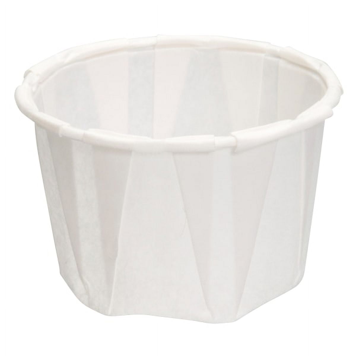 Genpak® Squat Pleated Paper Portion Cups, 1.25 Oz, White, 250 Cups Per
