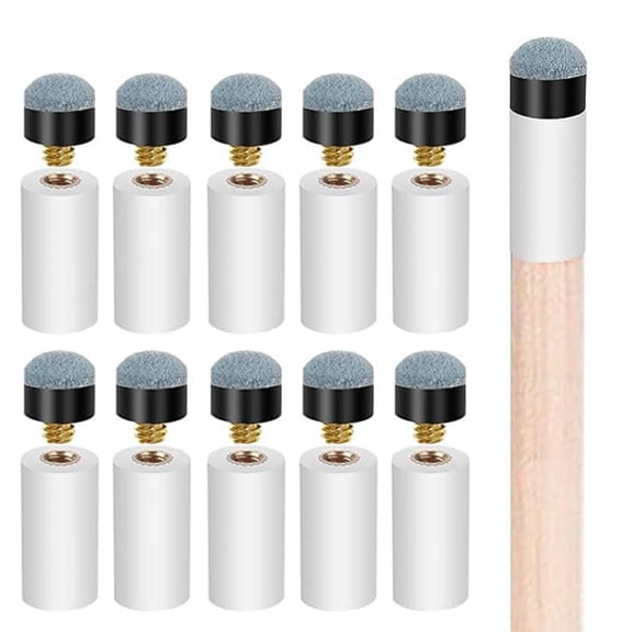 Genreen 10 Sets Billiard Cues Tips Replacement with White Pool Cue Stick Ferrules, Billiard cues Tips, Screw On Pool Cue Tips Pool cue Tips Replacement kit, 12mm/13mm (Blue)