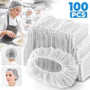Deally 100 PC Disposable Bouffant Caps, 21inches Hair Net, Elastic Dust Cap for Food Service, Sleeping Head Cover (White)