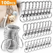Genreen 100PCS Swivel Snap Hooks with Key Rings,Key Chain Making Kit,Lobster Claw Clasps,Assorted Sizes Large, Medium, Small for Keychain Clip Lanyard,Silver