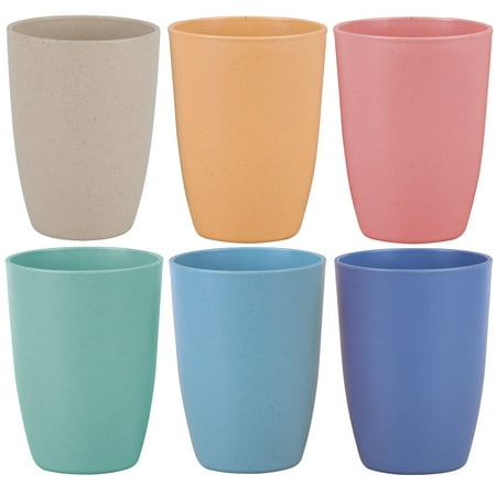 Genreen 12 oz Wheat Straw Reusable Cups - Unbreakable, BPA-Free, 6 Colors (6-Pack) | Dishwasher Safe, Eco-Friendly & Lightweight