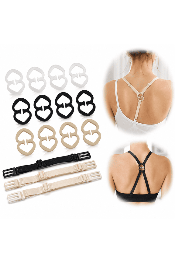 12Pcs Bra Strap Clips, Bra Clips to Make Racerback, 3Pcs Bra Strap Holders for Slip, Bra Strap Holder - Conceal Hide Straps - Cleavage Control
