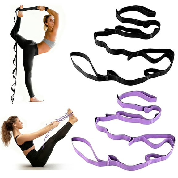 Genreen 2 PCS Yoga Strap, Non-Elastic Stretching Strap for Women & Men, Stretch Bands for Exercise with 10 Loops for Pilates, Gymnastics, Dance, Exercise