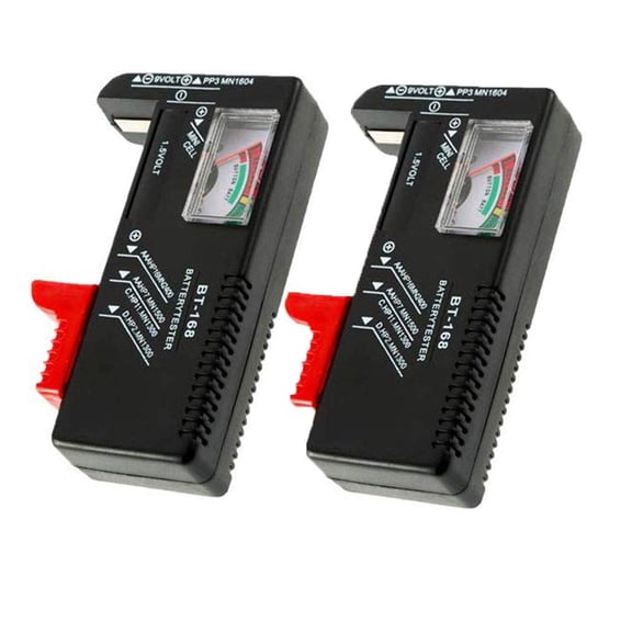 Genreen 2 Pack Battery Tester, Universal Battery Checker for AA / AAA / C / D / 9V / 1.5V Button Cell Batteries