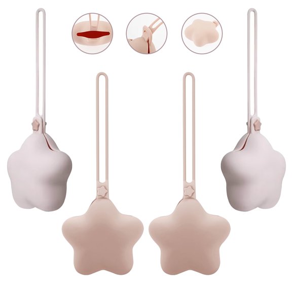 Genreen 2 Pack Silicone Pacifier Holder Case, Cute Portable Pacifier Storage Case for daily use.