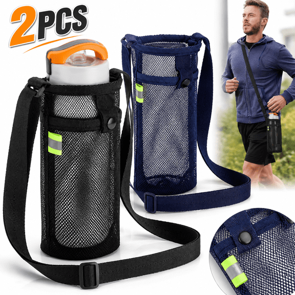 Genreen 2 Pack Water Bottle Holder Water Bottle Carrier with Adjustable Shoulder Strap Beach Bottle Bag Water Bottle Sling Dog Water Bottle Sleeve for Sports Gym Hiking Camping Walking