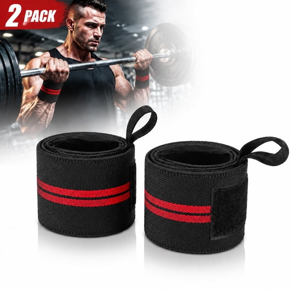 Genreen 2 Pack Wrist Wraps for Weightlifting,22-Inch Adjustable Lifting Wrist Straps with Heavy Duty Velcro for Bench Press, Powerlifting & Gym Support