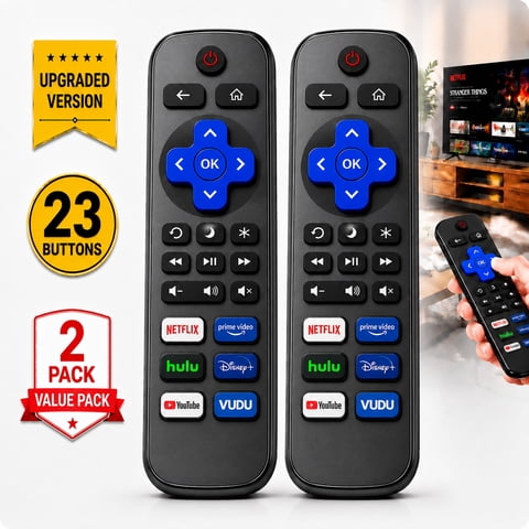 Ustris 2 pack Replacement Remote Control Compatible for Roku TV, TCL Roku/Hisense Roku/Onn Roku/Sharp Roku/Element Roku/Westinghouse Roku/Philips Roku Smart TVs (Not for Roku Stick and Box)