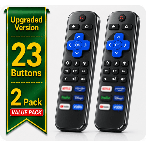 Ustris 2 pack Replacement Remote Control Compatible for Roku TV, TCL Roku/Hisense Roku/Onn Roku/Sharp Roku/Element Roku/Westinghouse Roku/Philips Roku Smart TVs (Not for Roku Stick and Box)