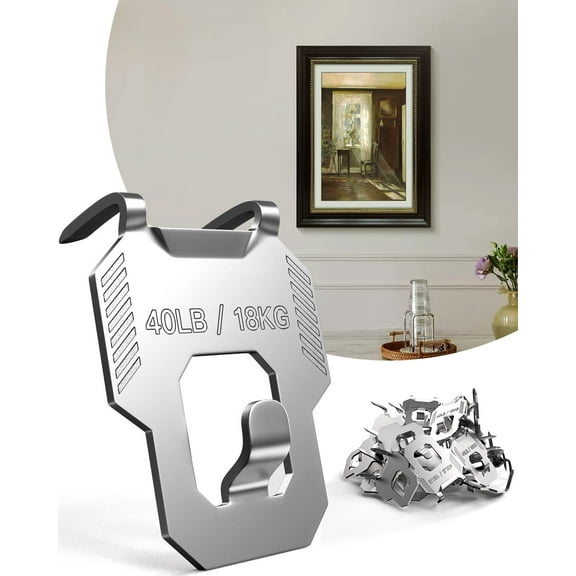 Genreen 20Pcs Claw Drywall Picture Hanger: Wall Hooks for Hanging Picture Mirror Photo Poster Kit - No Damage Heavy Duty Wall Hanger for Room Office Decor Easy Tool-Free Nail-Free Holds Up to 40Lbs