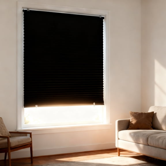 Genreen 24 x 59 in Window Blinds Cordless Blackout No Drill Cut to Size Clip On Stick On Self Adhesive Temporary Blinds Pleated Paper Blinds for Windows Doors Shades for Home Bedroom Kitchen Bathroom