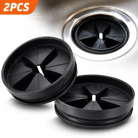 Genreen 3 3/8" Garbage Disposal Splash Guard 2PCS Quiet Collar Sink Baffle Replacement for InSinkErator Evolution Series Noise Reducing & Removable QCB-AM Drain Stopper, Black