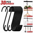 thumbnail image 1 of Genreen 30 Pack Black S Hooks, 3.7" Heavy Duty Steel S-Shaped Hangers for Kitchen Pots, Pans, Closet Jeans, Plants, & Towels - Fits Rods Under 1 Inch, 1 of 7