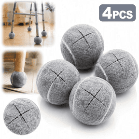 Ustris 4 PCS Precut Walker Tennis Balls for Furniture Legs and Floor Protection, Heavy Duty Long Lasting Felt Pad Glide Coverings (Grey)