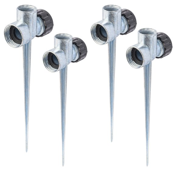 Genreen 4 Pack 1/2 inch Zinc Alloy Lawn Sprinkler Spike Base, Water Flow Thru Sprinkler for Yard, Lawn, Garden and Grass Irrigation