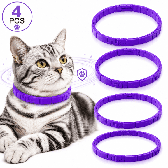 Genreen 4 Pack Calming Collar for Cats – Pheromone Cat Calming Collar Cat Anxiety Relief and Stress – Adjustable Water Resistant Breakaway Calming Collars Natural Ingredients Pheromones Rapid Effect