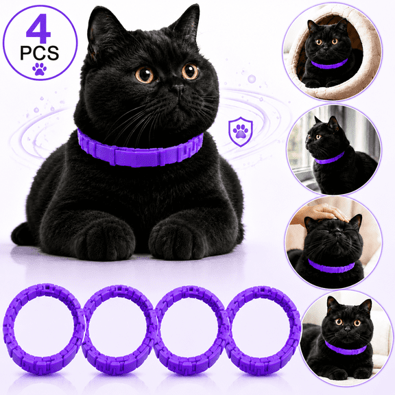 Genreen 4 Pack Calming Collar for Cats – Pheromone Cat Calming Collar Cat Anxiety Relief and Stress – Adjustable Water Resistant Breakaway Calming Collars Natural Ingredients Pheromones Rapid Effect