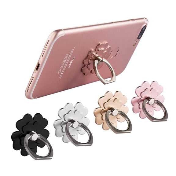 Genreen 4-Pack Cell Phone Ring Holder Stand, 360 Rotation Metal Finger Grip, Adjustable Kickstand for All Cases, Floral Design